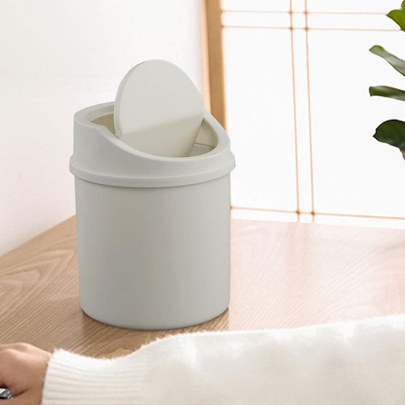 CadineUS 2 Liter Mini Desktop Trash Can with Swing Lid Tiny Garbage Can Trash Bin (White) - Image 5